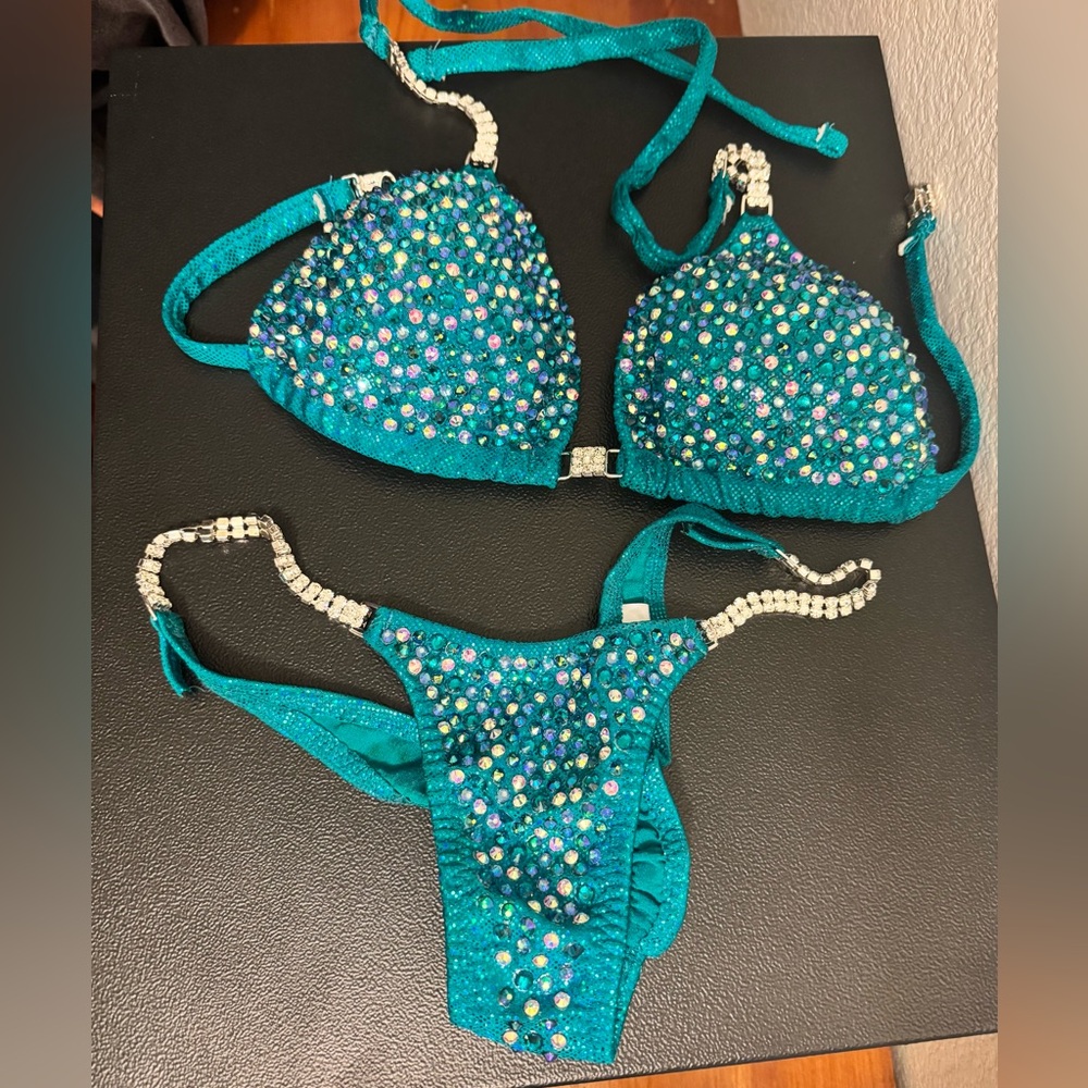 Blue Teal Bikini Competition Suit